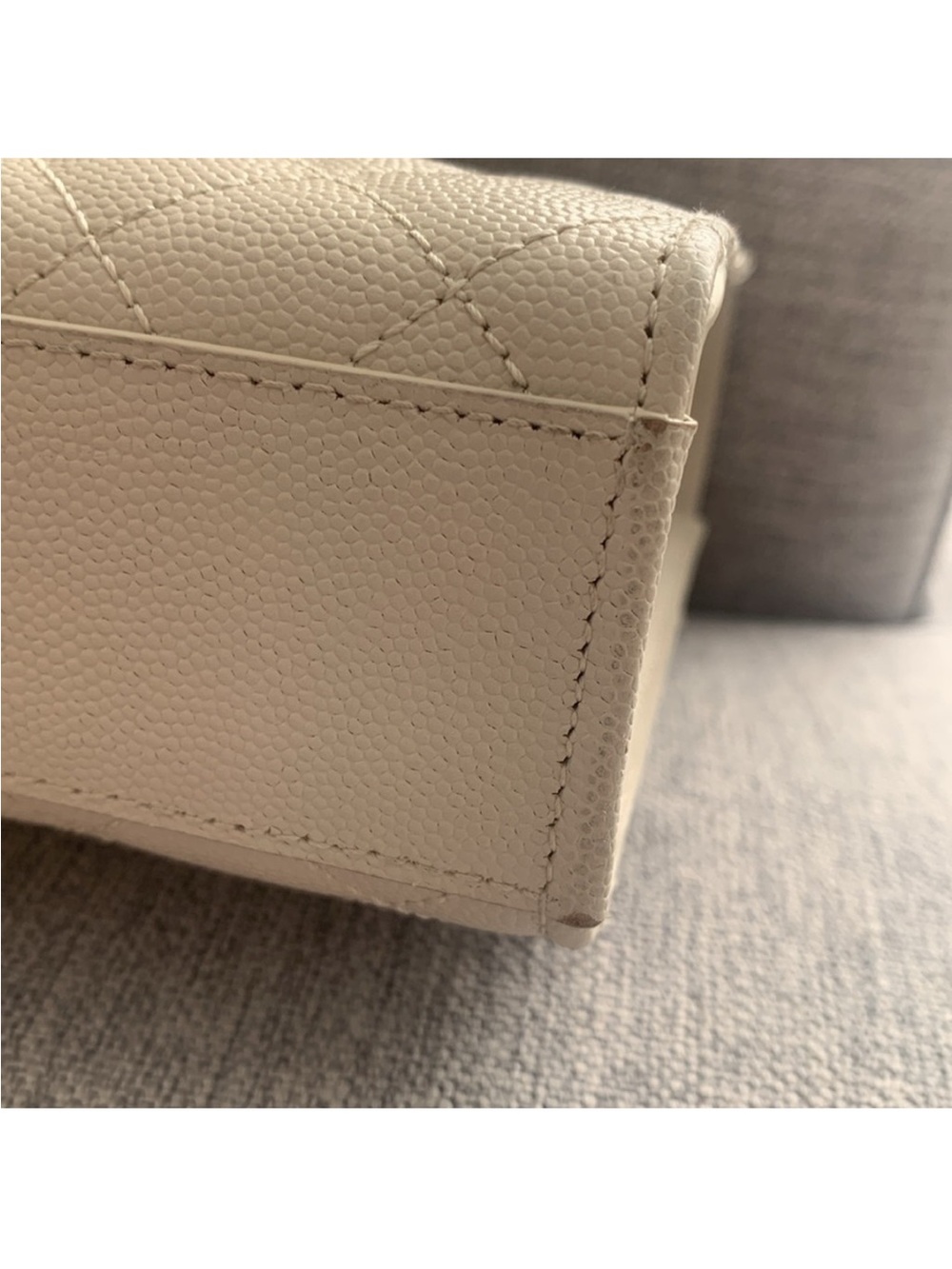 Authentic Saint Laurent Cream Quilted Leather Shoulder Bag with Gold Hardware - Picture 11 of 12